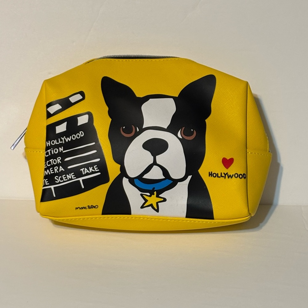 MARC TETRO; Hollywood Dog Yellow Cosmetic Bag, ( New; No Tag)